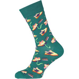 Happy Socks Run For It Sock, unisex sokken, groen met sneakers