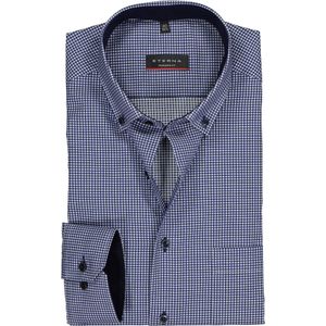 ETERNA modern fit overhemd, twill heren overhemd, donkerblauw met wit geruit (blauw contrast)