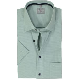 MARVELIS comfort fit overhemd, korte mouw, popeline, kristalgroen met wit mini ruitje