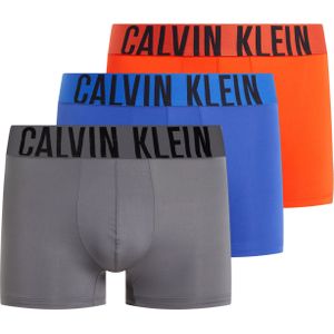 Calvin Klein Trunk (3-pack), heren boxers normale lengte, kobaltblauw, oranje, grijs -  Maat: M