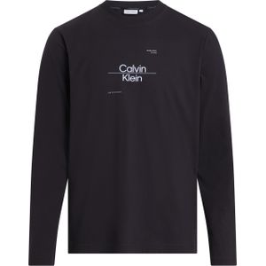 Calvin Klein Optic Line Logo Ls T-shirt, heren T-shirt lange mouw O-hals, zwart -  Maat: 3XL