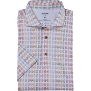 OLYMP 24/7 Level 5 body fit overhemd, korte mouw, tricot, pink dessin