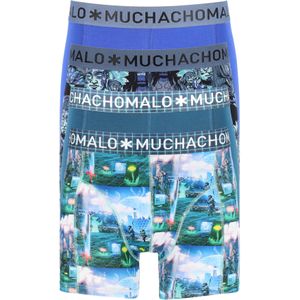 Muchachomalo heren boxershorts (4-pack), heren boxers normale lengte, Elebudha Virtualreality, print en blauw -  Maat: M