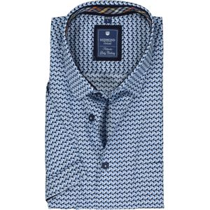 3 voor 99 | Redmond regular fit overhemd, korte mouw, popeline, blauw dessin 45/46
