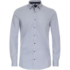 VENTI body fit overhemd, popeline, blauw dessin