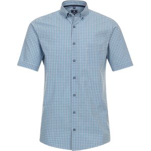 3 voor 99 | Redmond comfort fit overhemd, korte mouw, seersucker, blauw geruit