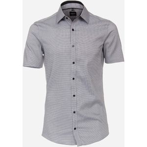 VENTI body fit overhemd, korte mouw, dobby, antraciet