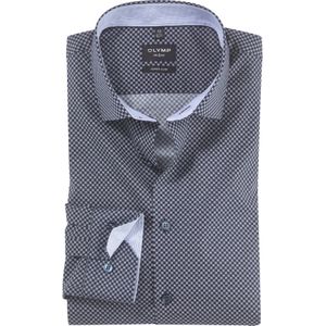 OLYMP No. 6 Six super slim fit overhemd, structuur, marineblauw geruit