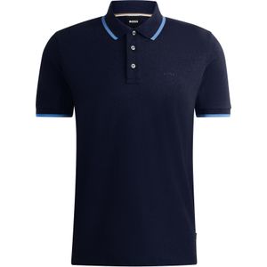 BOSS Parlay regular fit polo, pique, donkerblauw -  Maat: S