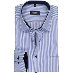 ETERNA comfort fit overhemd, twill heren overhemd, blauw met wit gestreept (blauw contrast) 42