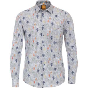 3 voor 99 | Redmond modern fit overhemd, popeline, blauw dessin 39/40