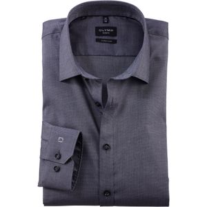 OLYMP No. 6 Six super slim fit overhemd, mouwlengte 7, structuur, zilvergrijs