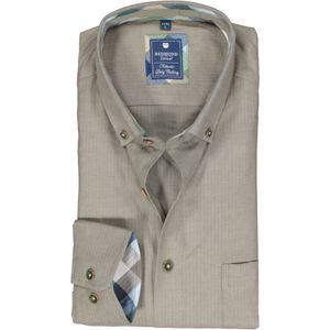 3 voor 99 | Redmond regular fit overhemd, herringbone, olijfgroen