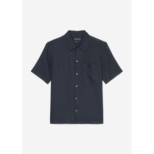 Marc O'Polo regular fit heren overhemd, korte mouw, structuur, donkerblauw 35/36