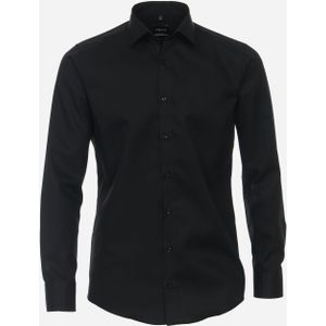 VENTI modern fit overhemd, twill, zwart 47