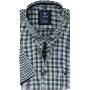 3 voor 99 | Redmond comfort fit overhemd, korte mouw, Oxford, blauw wit en groen geruit