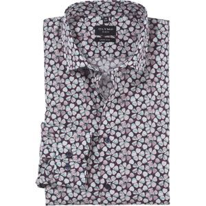 OLYMP No. 6 Six super slim fit overhemd, popeline, smaragdgroen dessin