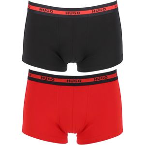 HUGO trunks (2-pack), heren boxers kort, rood, zwart -  Maat: L