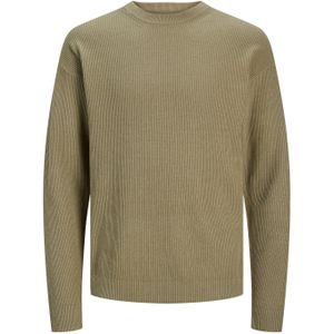 JACK & JONES Spring perfect knit crew neck slim fit, heren pullover katoen met O-hals, groen -  Maat: M
