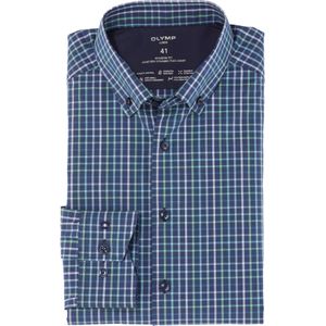 OLYMP Luxor 24/7 modern fit overhemd, Dynamic Flex, lichtgroen geruit
