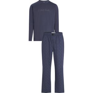 Calvin Klein heren pyjama O-hals, blauw shirt, dessin broek