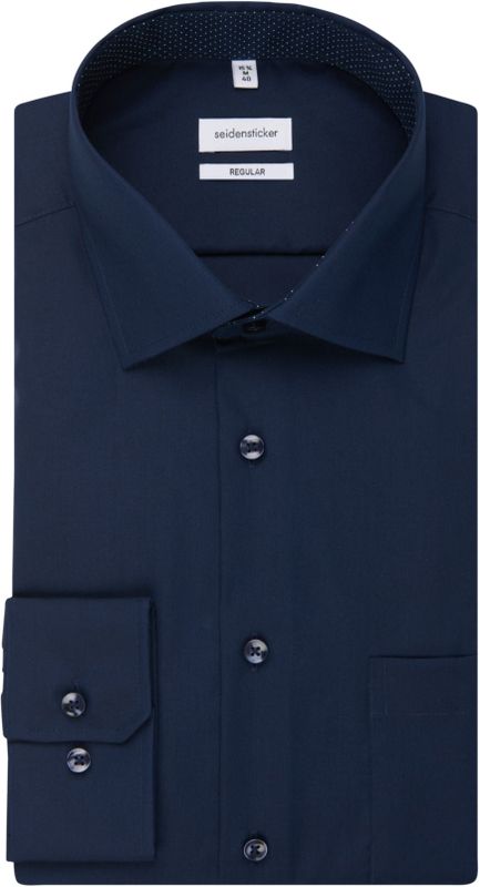 Overhemden - Donkerblauw - 100% Katoen - Regular Fit