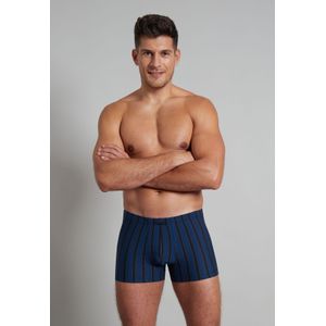 Gotzburg heren boxer normale lengte (1-pack), middenblauw gestreept