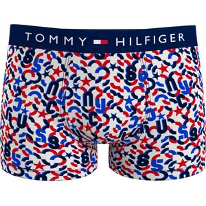 Tommy Hilfiger trunk (1-pack), heren boxers normale lengte, rood, wit, blauw print -  Maat: XL