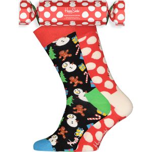 Happy Socks Big Dot Snowman Gift Set (2-pack), winterse party cracker - Unisex - Maat: 41-46