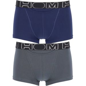 HOM HO1 boxer briefs (2-pack), heren boxer kort met horizontale gulp, blauw en antraciet -  Maat: S