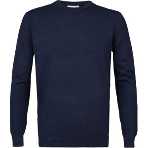 Michaelis heren trui katoenmengsel, slim fit trui met O-hals, navy blauw