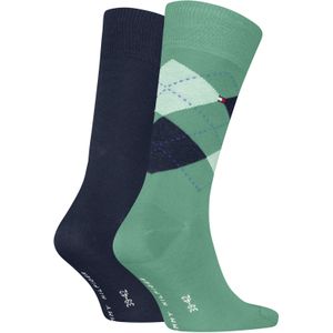Tommy Hilfiger Sock Check (2-pack), heren sokken, zeegroen geruit