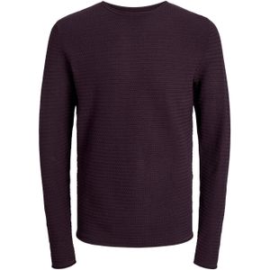 JACK & JONES Miguel knit crew neck slim fit, heren pullover katoen met O-hals, paars