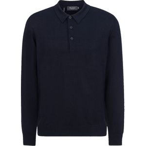 MAERZ Classic Fit heren trui met polokraag wol, navy blauw