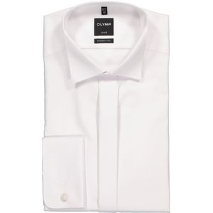 OLYMP Luxor modern fit overhemd, smoking overhemd, wit, structuur stof met een wing kraag 40