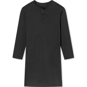 SCHIESSER Comfort Nightwear nachthemd, heren nachthemd met lange mouwen biologisch katoen knoopsluiting gestreept antraciet