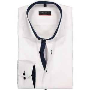ETERNA modern fit overhemd, fijn Oxford heren overhemd, wit (blauw gestipt contrast) 42