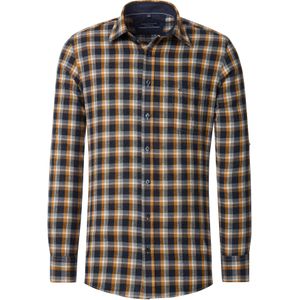 CASA MODA - Sport Comfort Fit - Flanel Overhemd - Blauw Dessin - Strijkvriendelijk