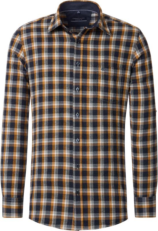 CASA MODA - Sport Comfort Fit - Flanel Overhemd - Blauw Dessin - Strijkvriendelijk