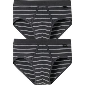 SCHIESSER Original Classics sportslips (2-pack), Feinripp met gulp, antraciet gestreept - Maat: M