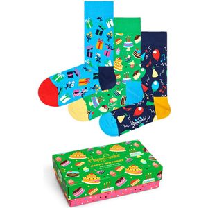 Happy Socks Happy Birthday Socks Gift Set (3-pack), unisex sokken in cadeauverpakking - Unisex - Maat: 36-40
