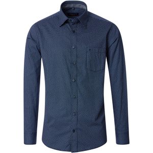 CASA MODA - Sport Casual Fit Overhemd - Blauw Dessin - Strijkvriendelijk