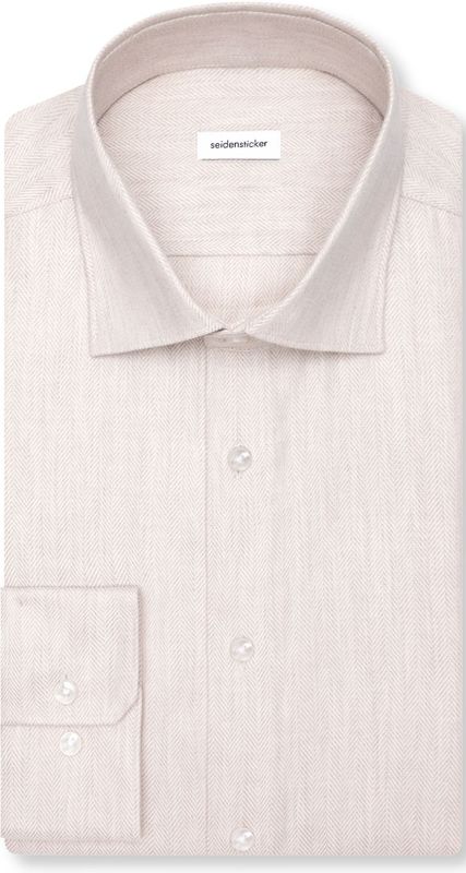 Seidensticker - Flanellen Overhemd - Zwarte Roos - Regular 1/1 Kentkraag Visgraat