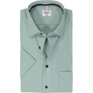 MARVELIS modern fit overhemd, korte mouw, popeline, kristalgroen met wit mini ruitje