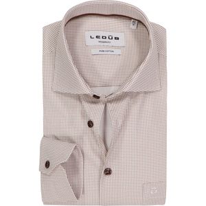 Ledub - Modern Fit - Overhemd - Middenbruin Dessin - Strijkvriendelijk