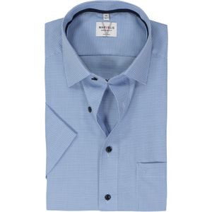 MARVELIS modern fit overhemd, korte mouw, popeline, lichtblauw met wit mini ruitje