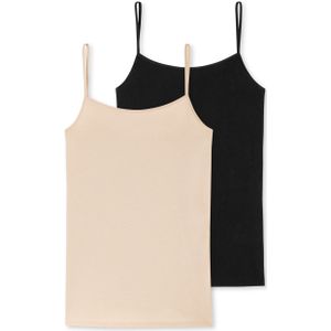 SCHIESSER 95/5 singlet (2-pack), dames spaghettitop biologisch katoen zwart -  Maat: 36