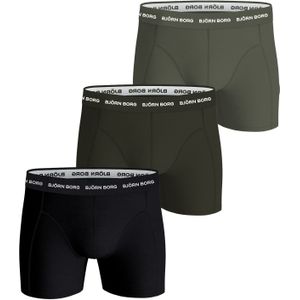 Bjorn Borg Cotton Stretch boxers, heren boxers normale lengte (3-pack), groen, groen, zwart