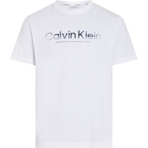 Calvin Klein Diffused Logo T-shirt, heren T-shirt korte mouw O-hals, wit - Maat: S