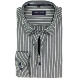 CASA MODA - Oxford - Overhemd - Diep Donkergroen met Wit Gestreept - Strijkvriendelijk